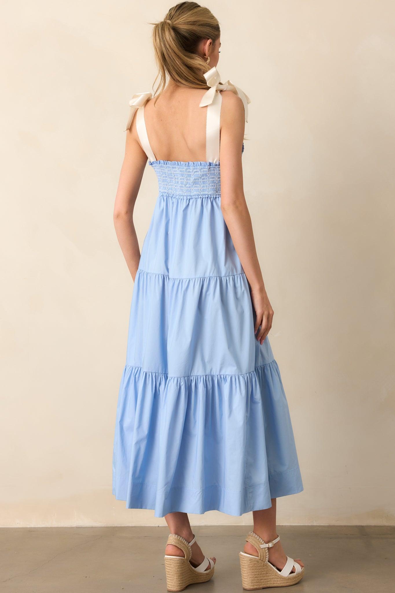 The Felicity Light Blue Cotton Midi Dress Product Image