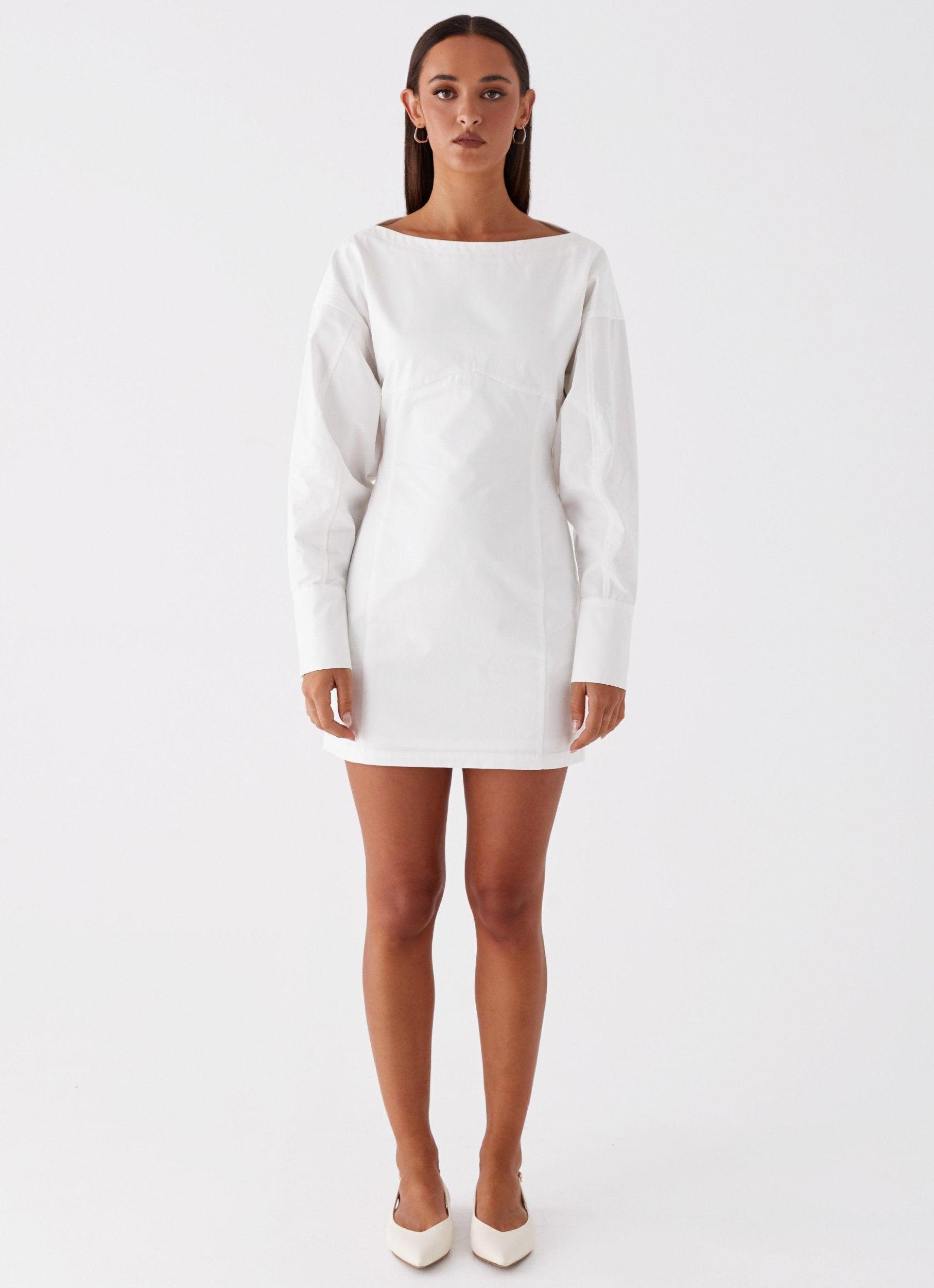 Dynasty Shirt Mini Dress - White Girls Product Image