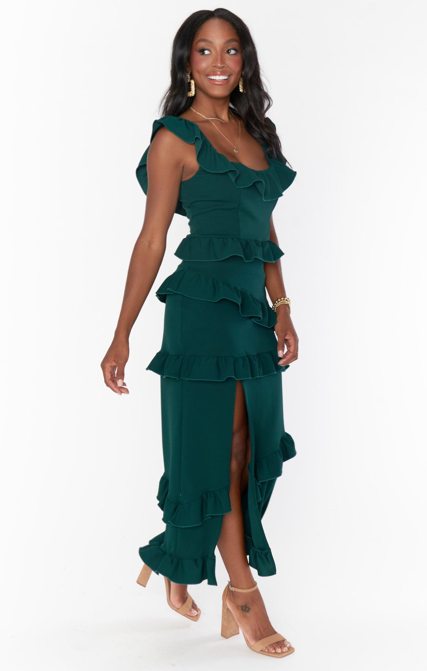 Greta Dress ~ Emerald Stretch Product Image
