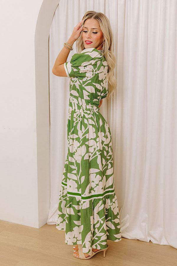 Whimsical Days Floral Midi Dress in Green Product Image