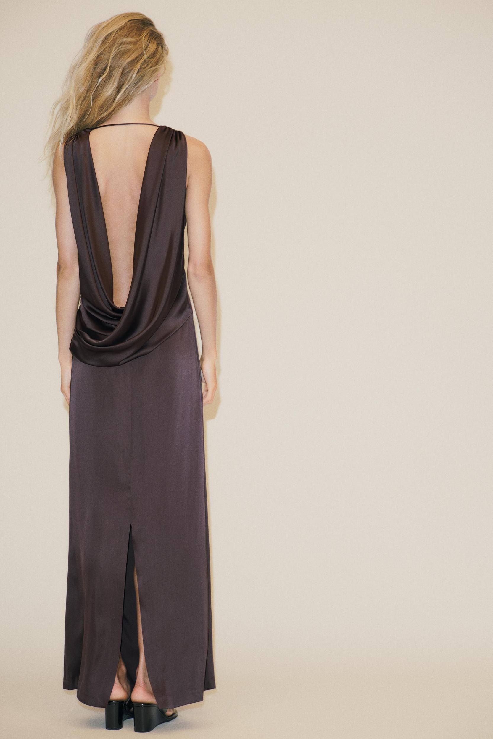 OPEN-BACK SATIN LONG DRESS Product Image