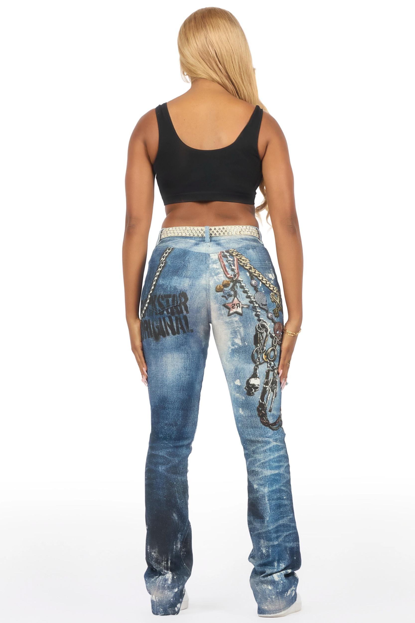 Shanna Med. Wash Stacked Flare Jean Female Product Image