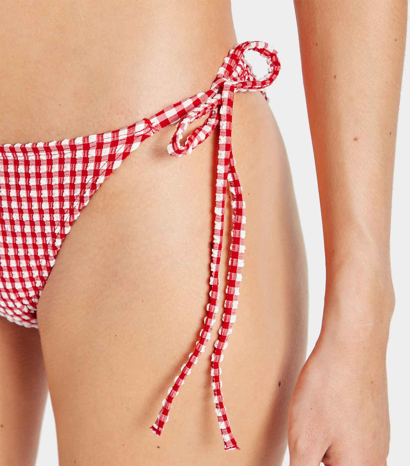 Gingham Seersucker Sabrina Bikini - Red Gingham Product Image