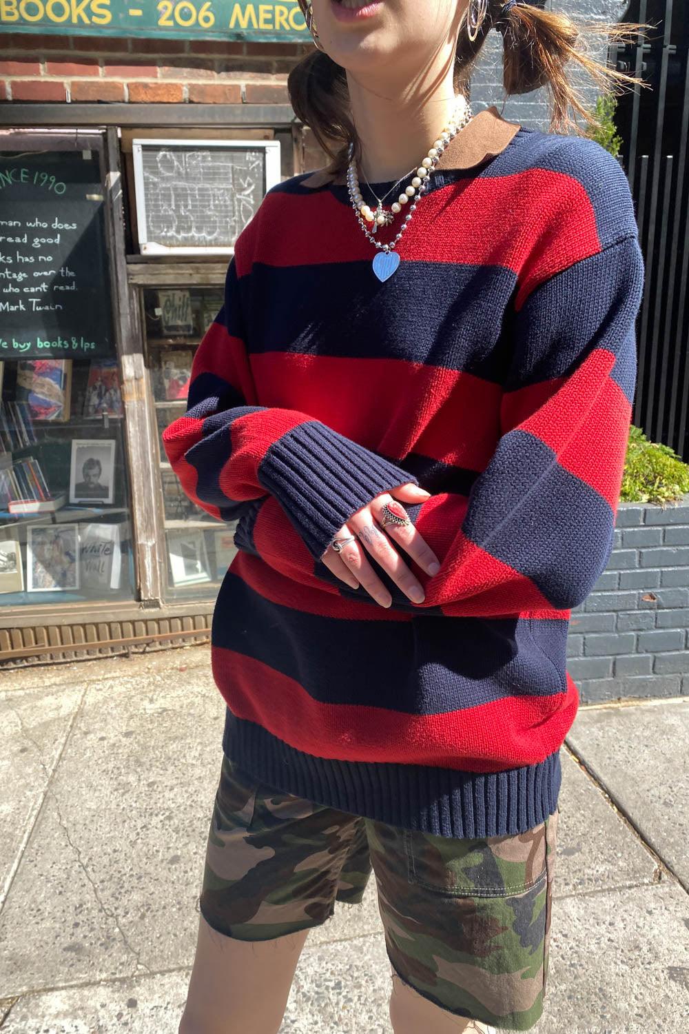 Brianna Cotton Thick Stripe Sweater Product Image