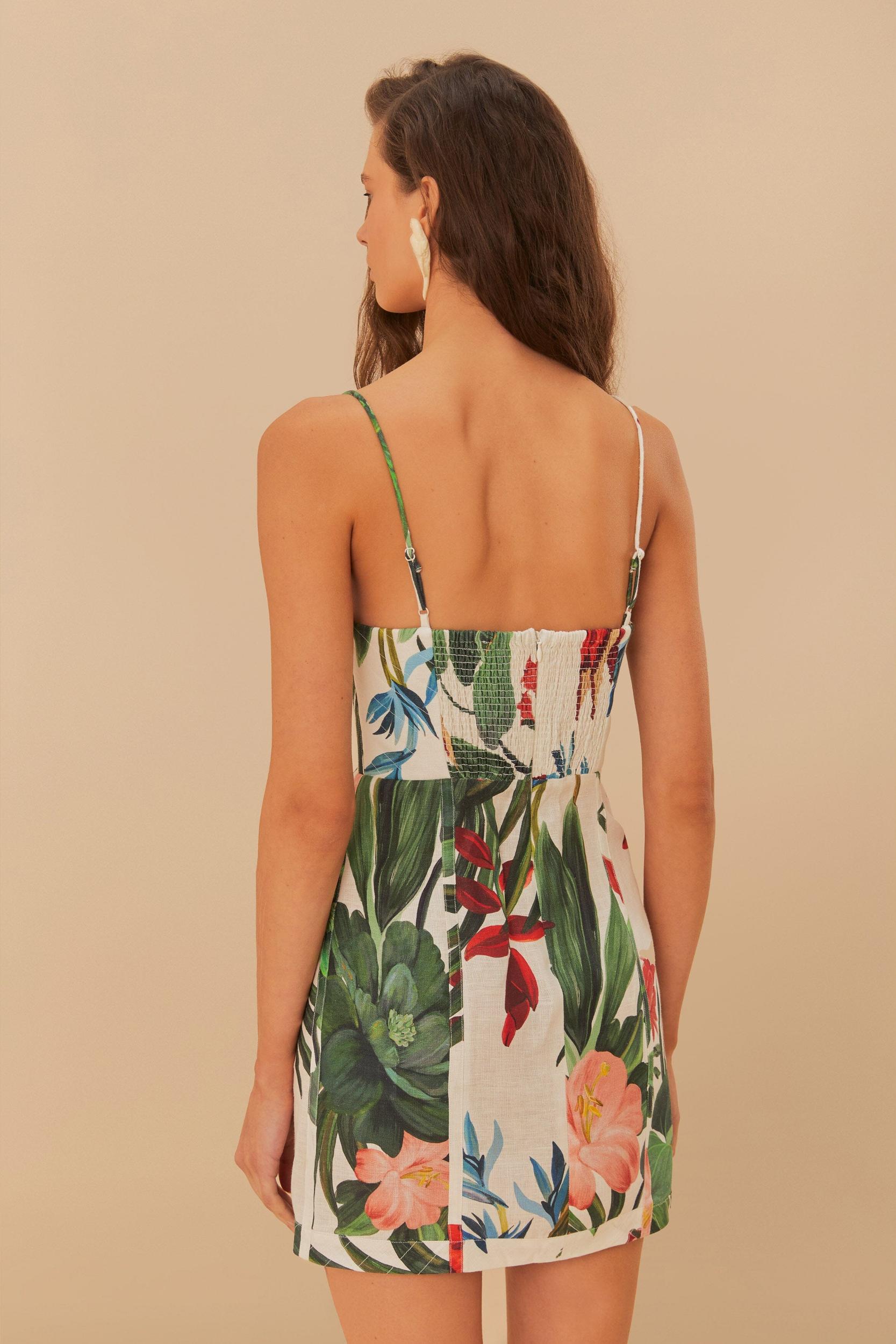 Midnight Macaw Fiesta Off-White Sleeveless Flower Mini Dress Product Image