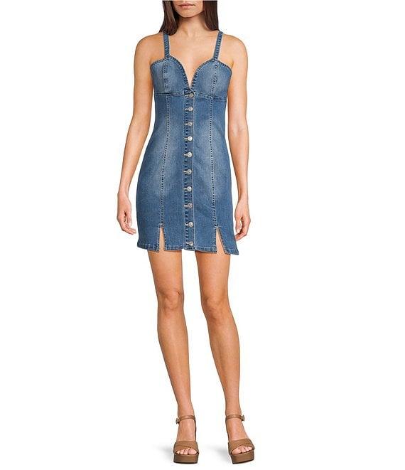 Signature 8 Sleeveless V-Neck Button Front Mini Dress Product Image