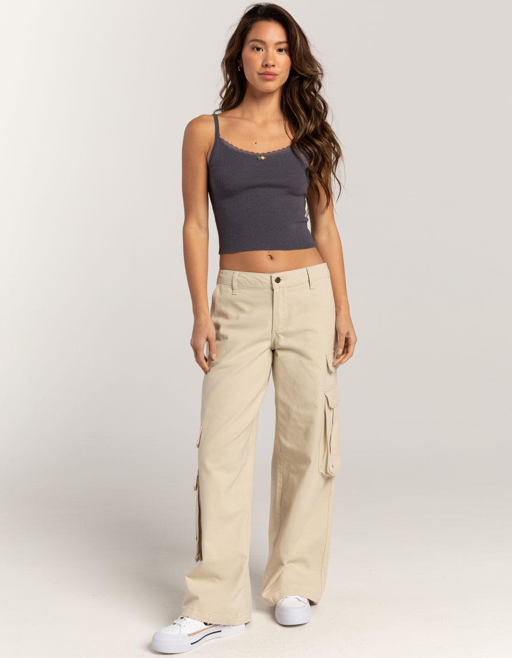 RSQ Womens Pointelle Lace Trim Cami - SLATE Product Image