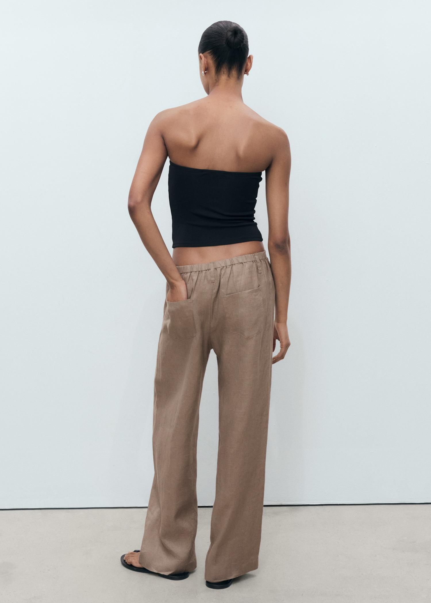 Wide-leg linen pants - Women | MANGO USA Product Image