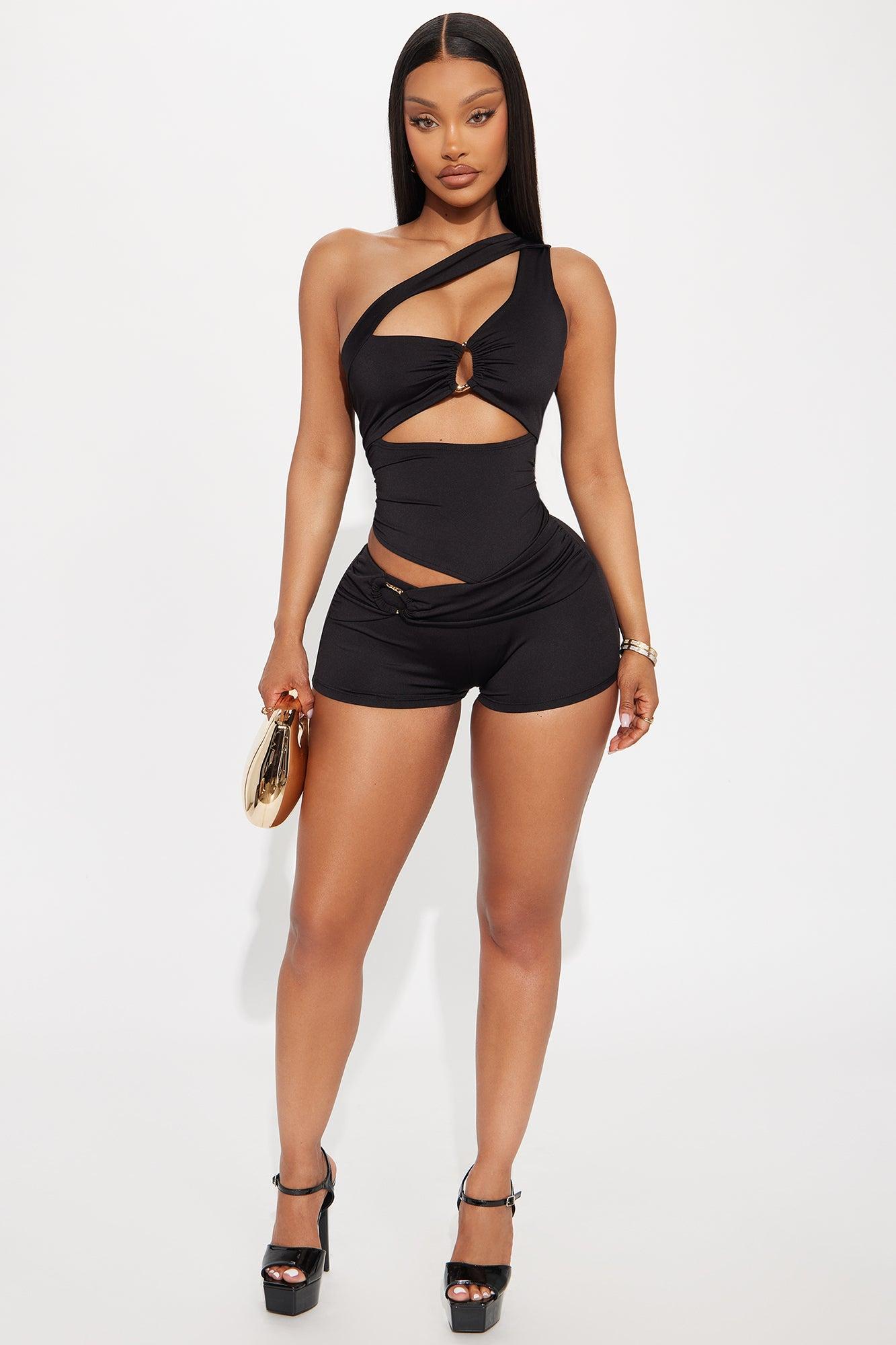 Lara Cut Out Romper - Black Product Image