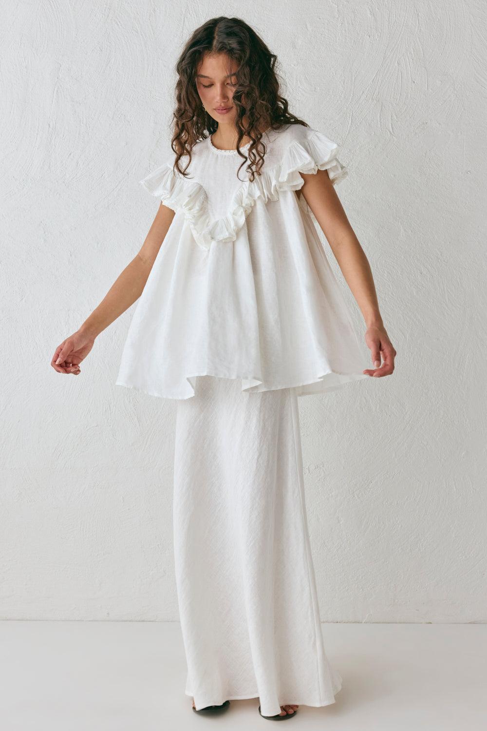 Viola Linen Tunic White Product Image