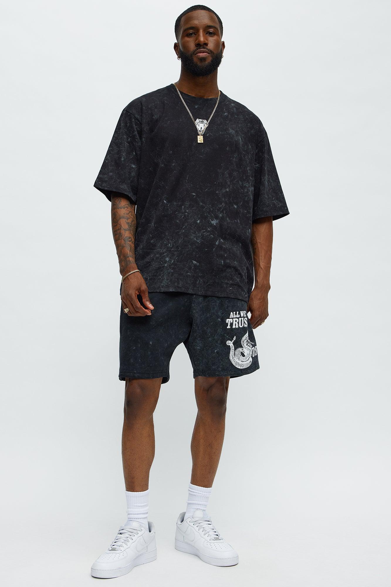 All We Trust Is Us Oversized Short Sleeve Tee - Black Male Product Image