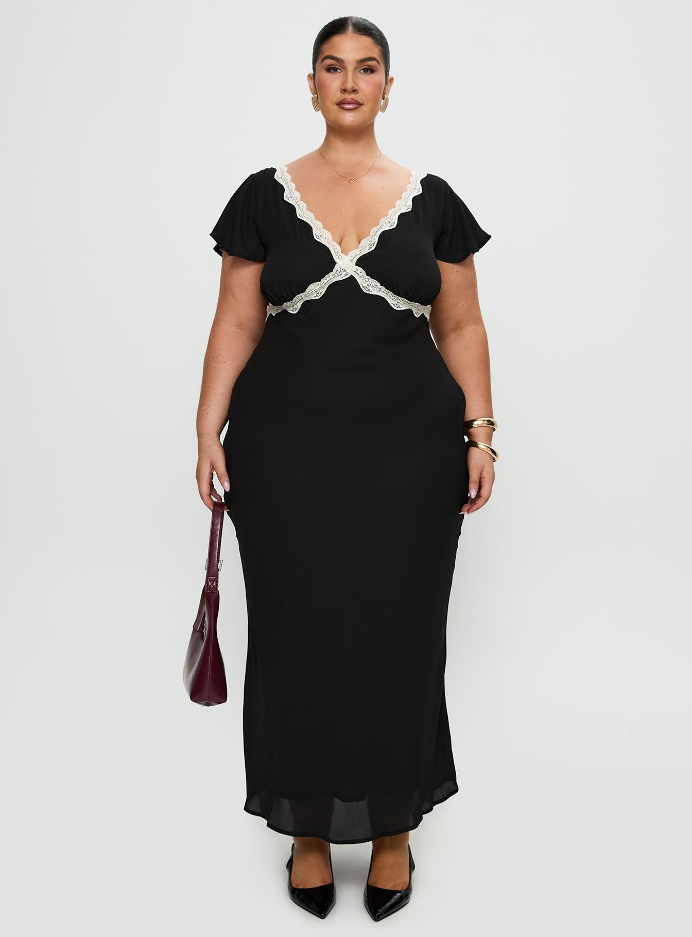 Barbarita Lace Maxi Dress Black Curve Product Image
