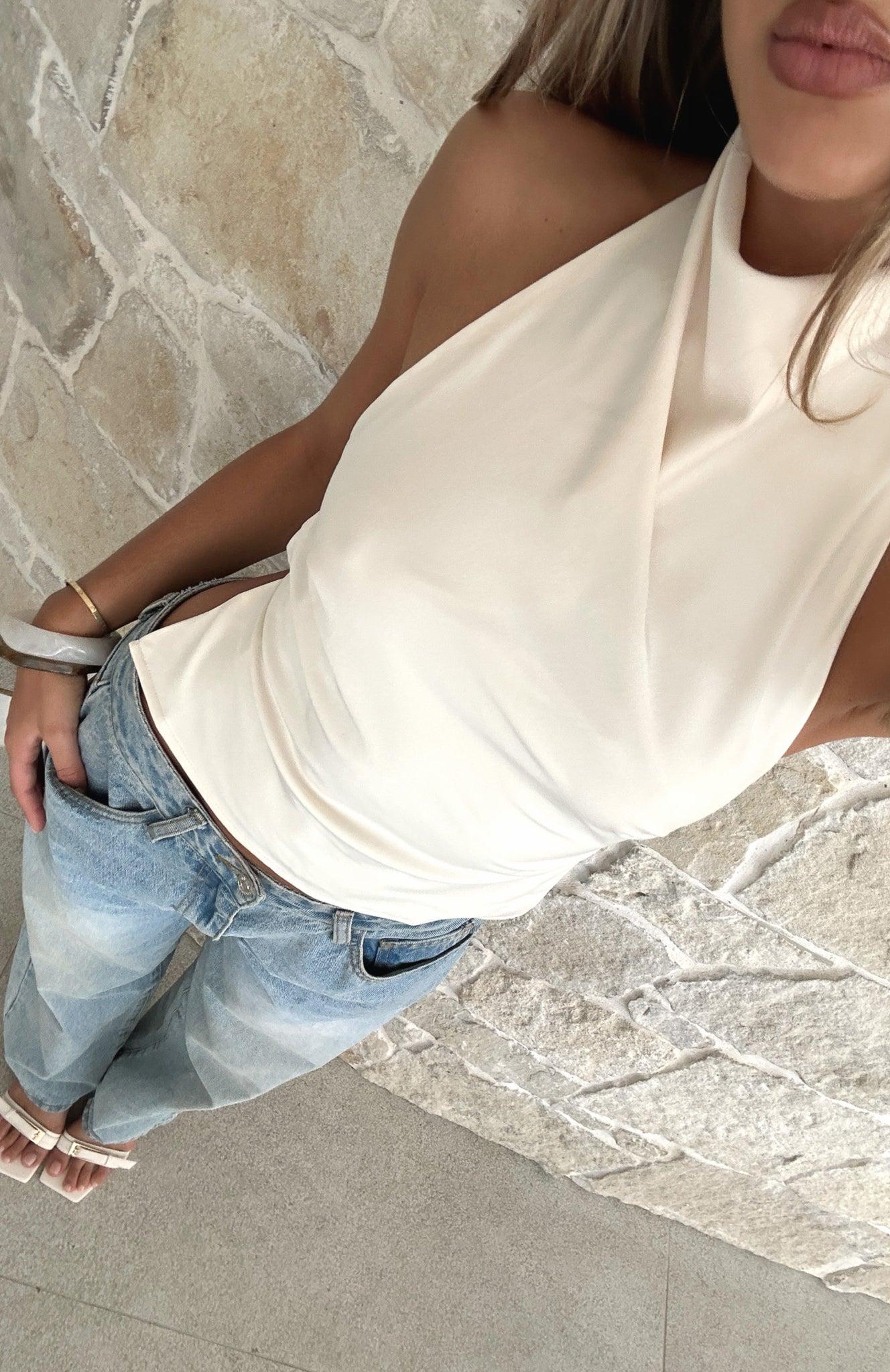 Time Passes Halter Top Pearl Product Image