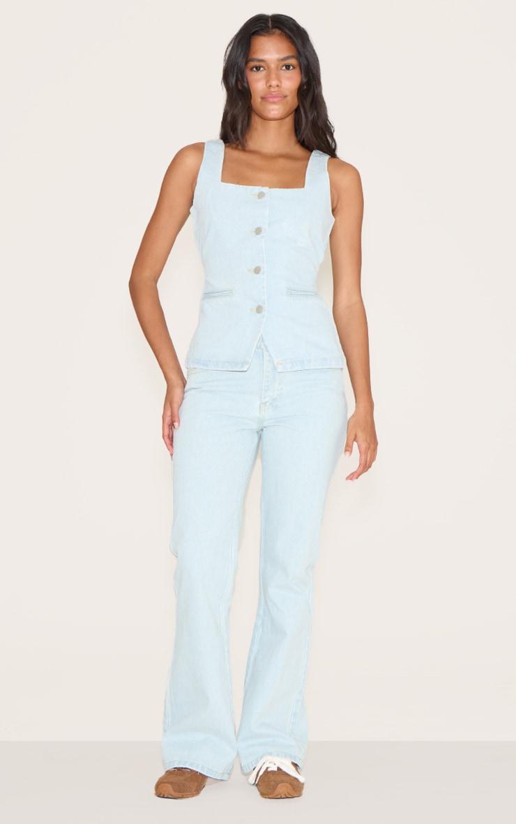 Light Blue Tie Back Denim Top Product Image