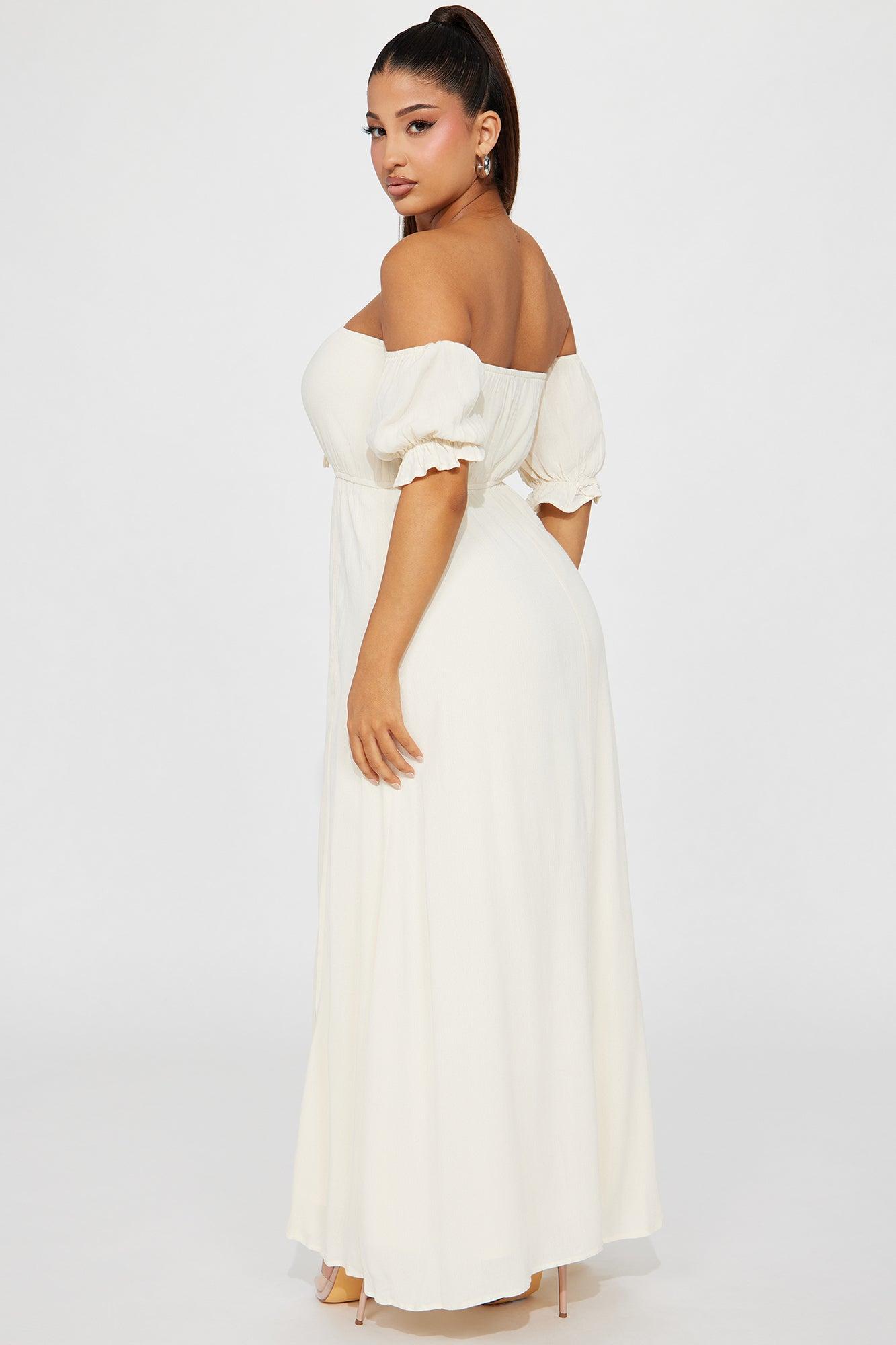 Lily Off Shoulder Maxi Dress - Cream Product Image