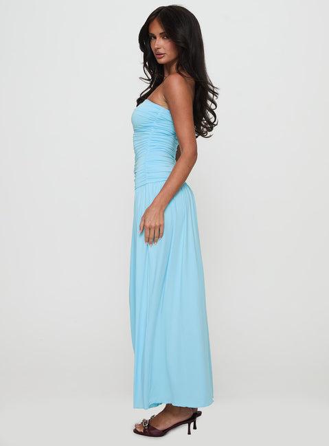 Glorie Strapless Maxi Dress Light Blue Petite Product Image