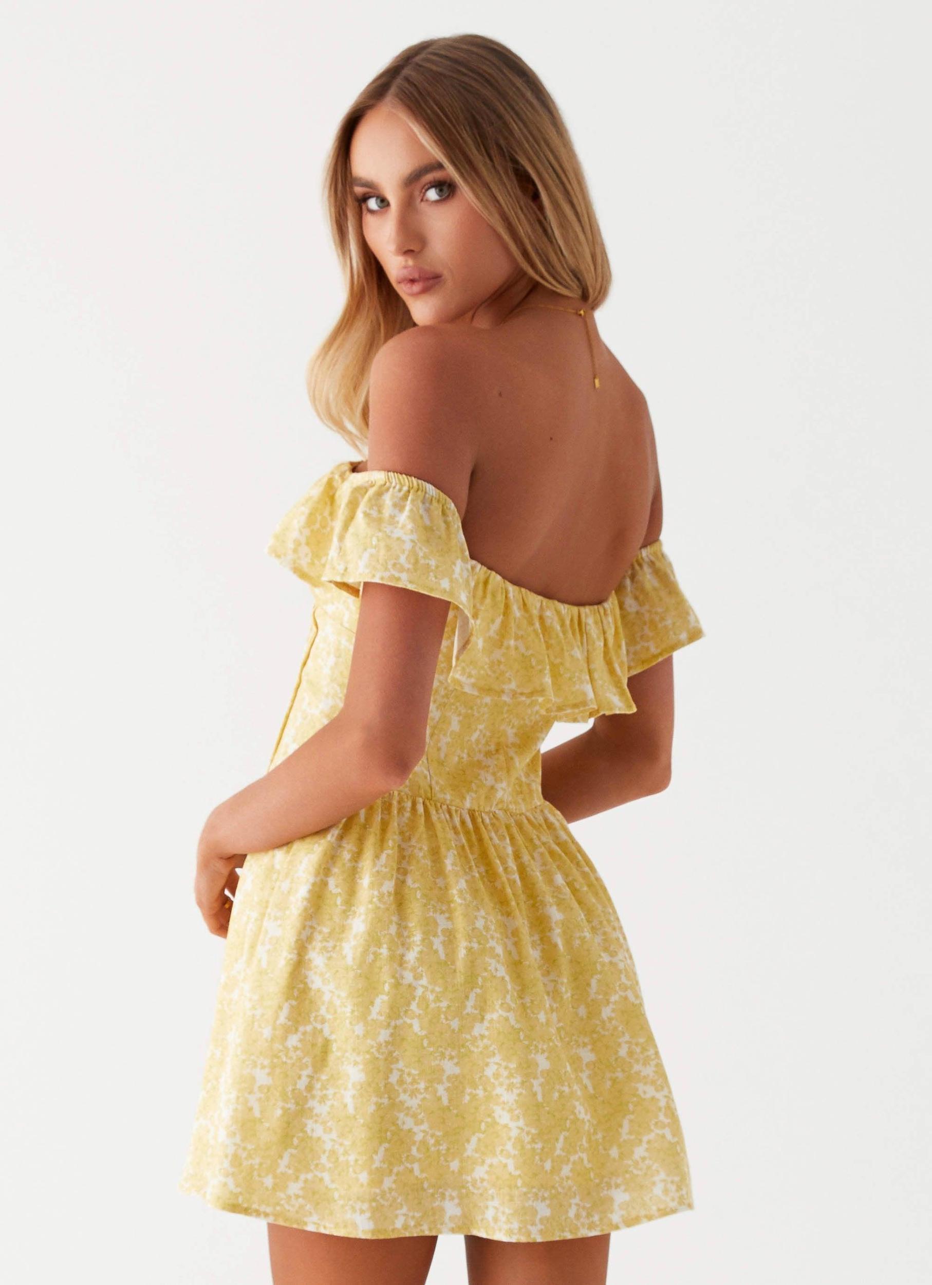 Tarryn Mini Dress - Yellow Floral Product Image