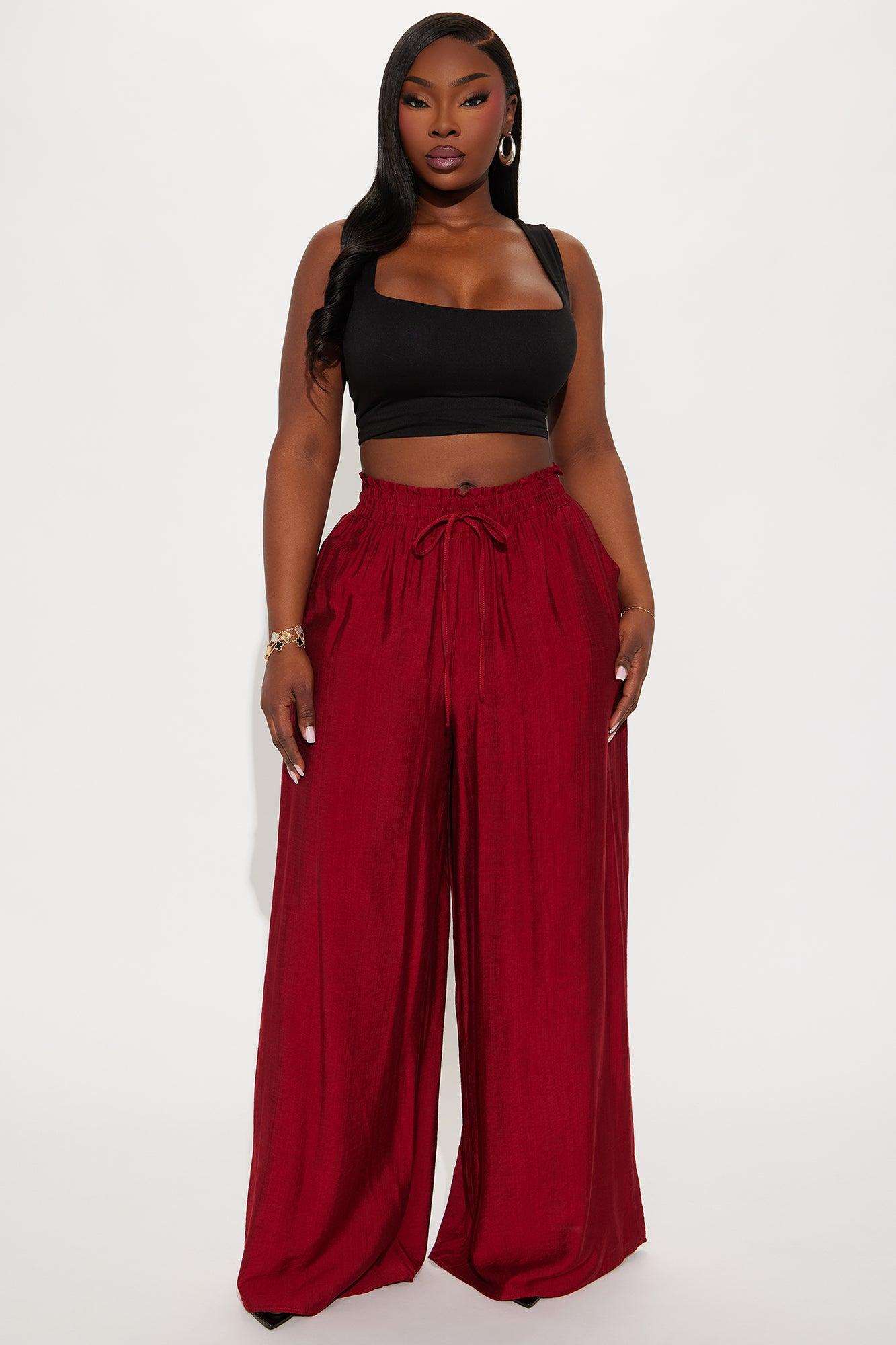 Meet At Sunset Wide Leg Pant - Burgundy Female Product Image