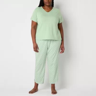 Liz Claiborne Womens V-Neck Short Sleeve 2-pc. Pajama Sets Product Image