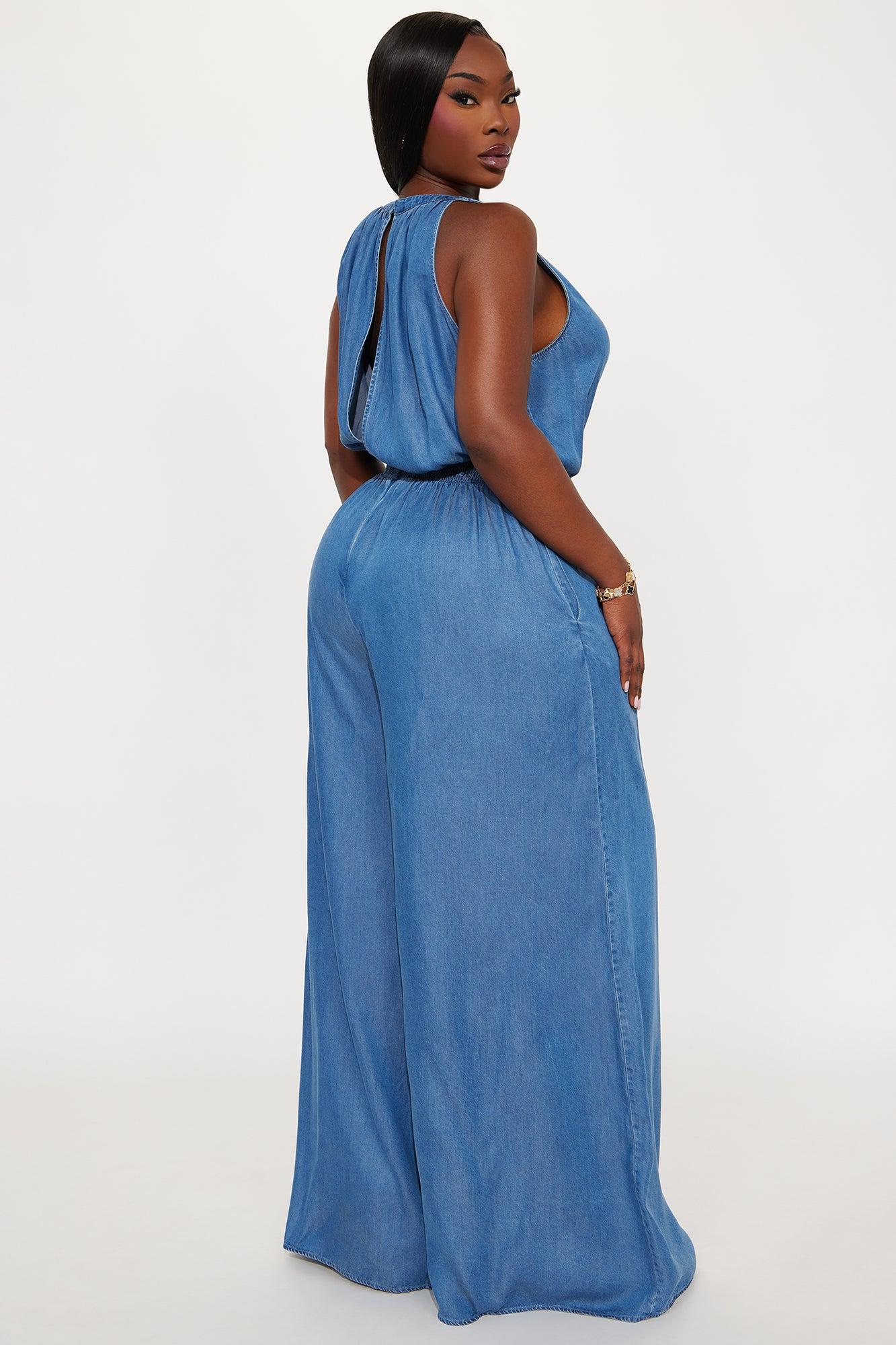 Lola Wide Leg Jumpsuit - Medium Wash Female Product Image