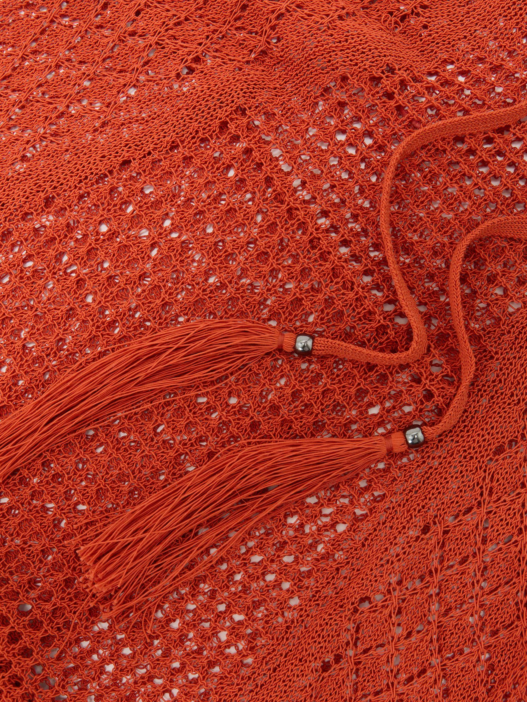 Cotton-Blend Crochet Beach Dress in Coral Red Product Image