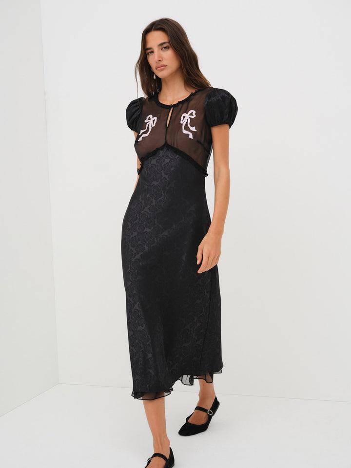 Catalina Midi Slip Dress — Black Product Image