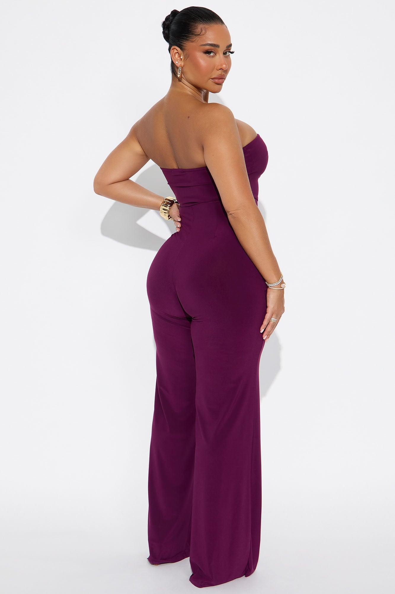 Valentina Strapless Wide Leg Jumpsuit - Plum Female Product Image