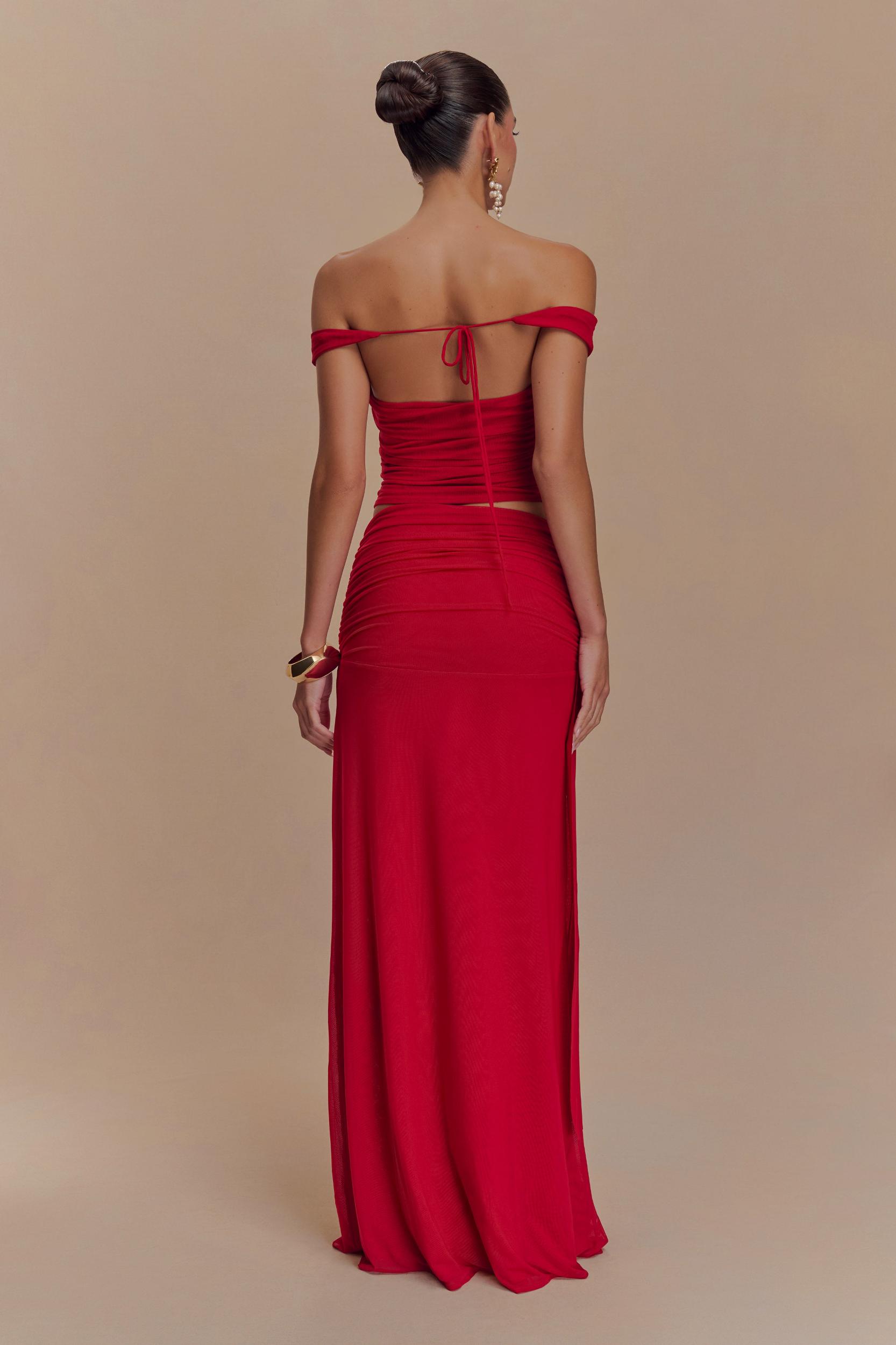 Arna Mesh Maxi Skirt - Ruby Product Image