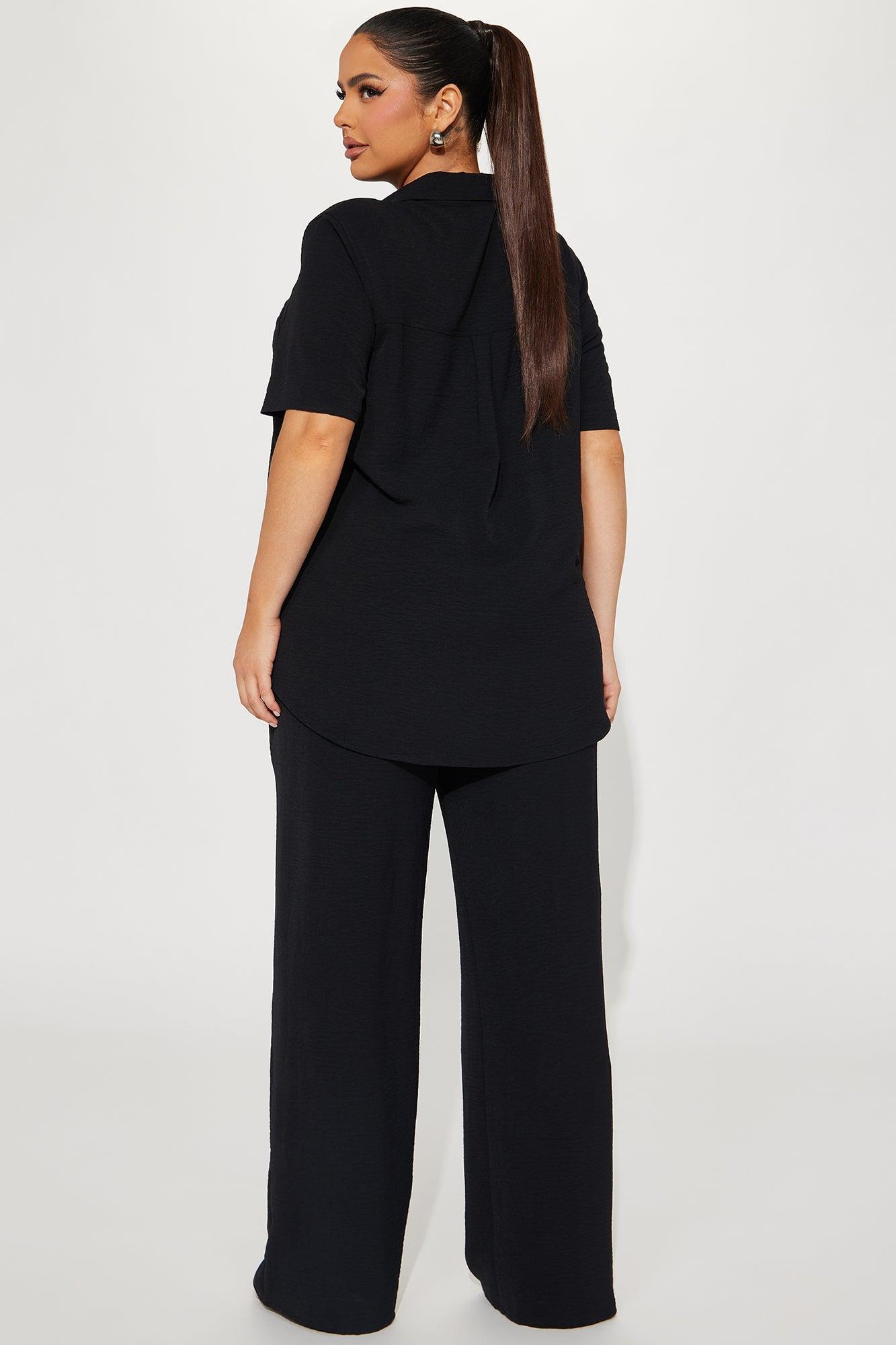 Makenzie Short Sleeve Pant Set - Black Product Image