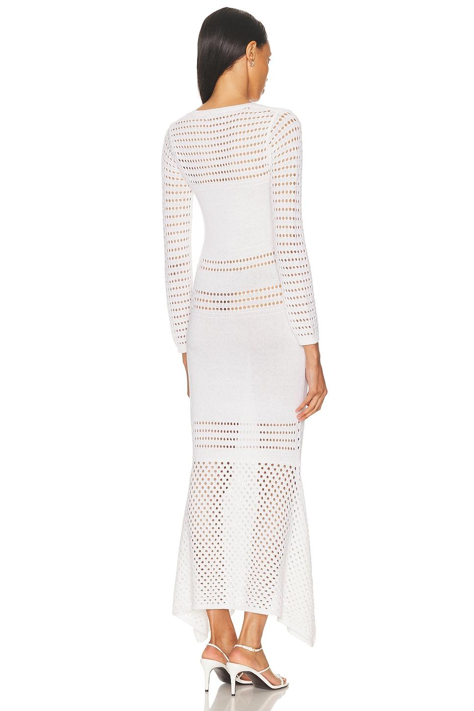 Striped Mesh Handkerchief Midi Dress Product Image