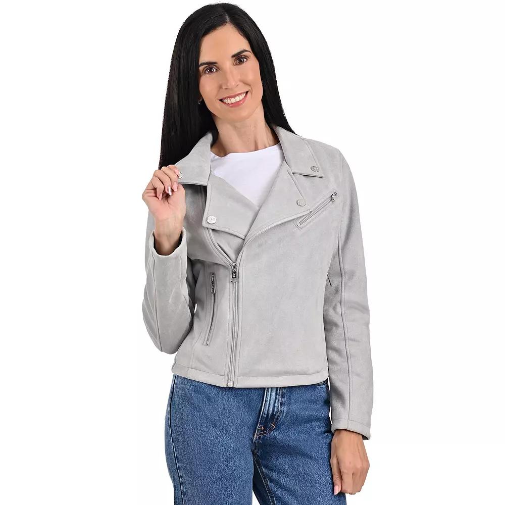 Women's Lee® Biker Jacket, Size: XL, Light Gray Product Image