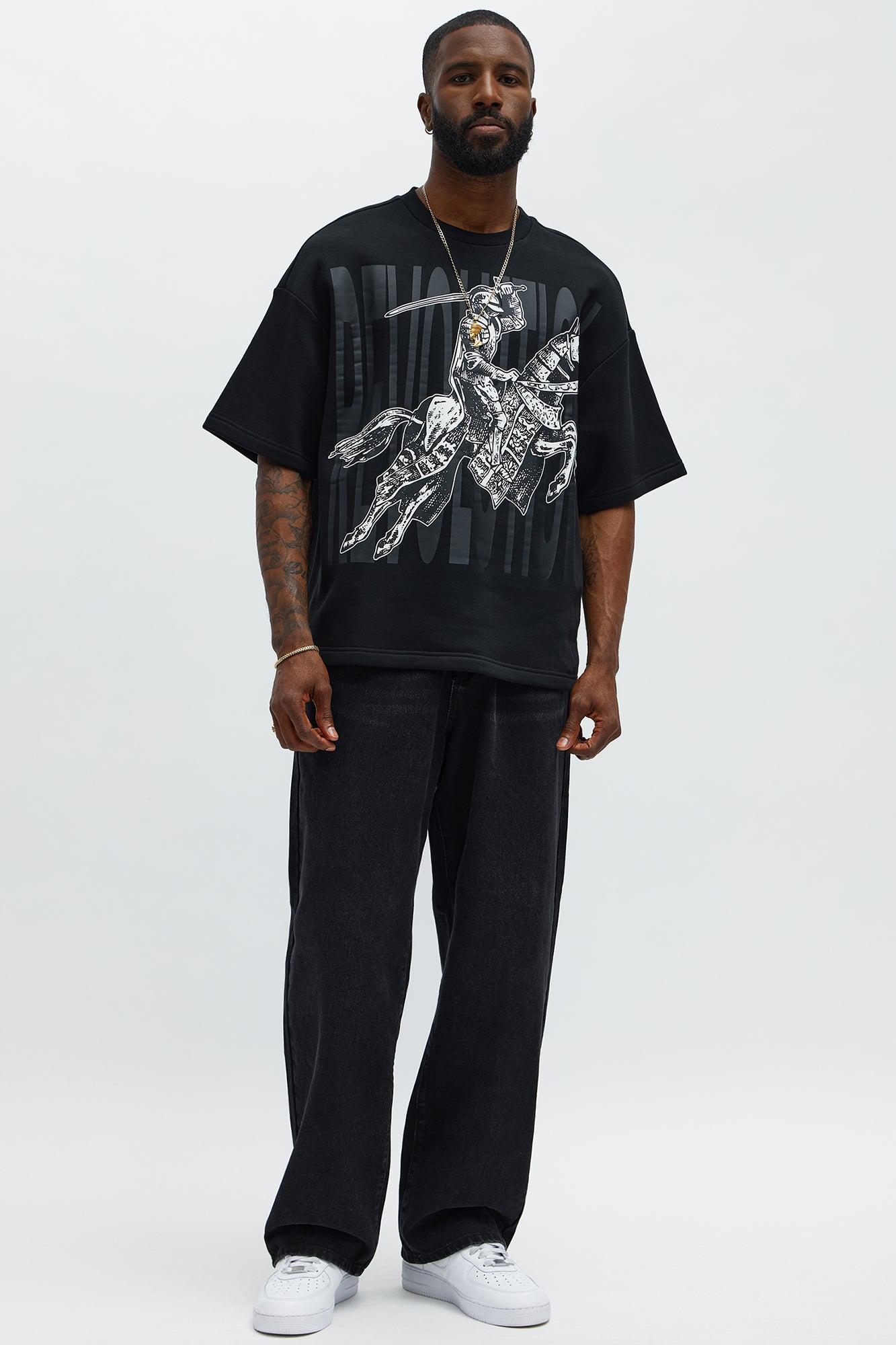 Tyson Oversized Crusader Printed Short Sleeve Tee - Black Male Product Image