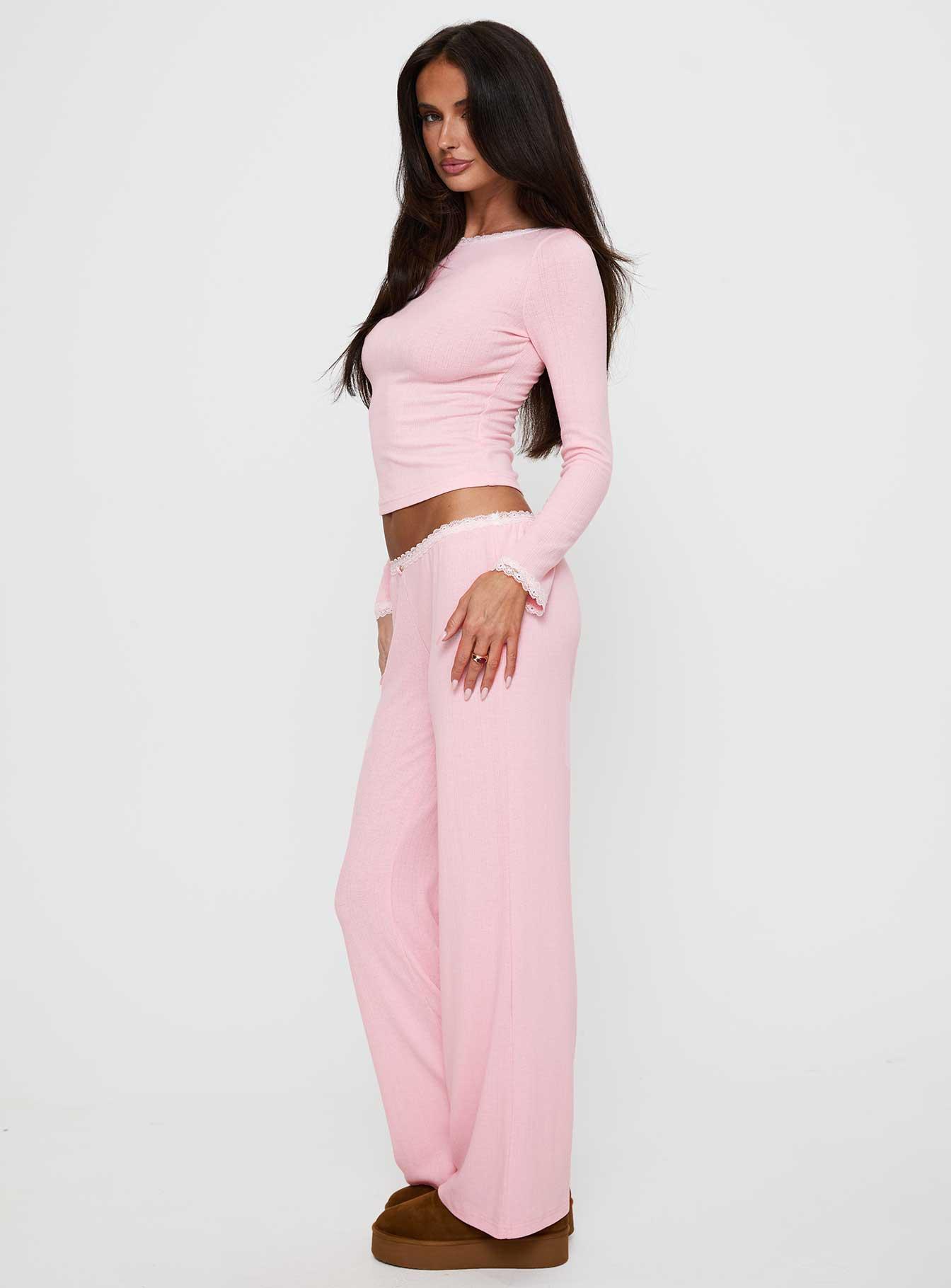 Whimsie Pointelle Sleep Pants Pink Product Image
