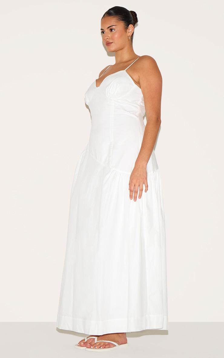 Plus White Plunge Asymmetric Detail Midaxi Dress Product Image
