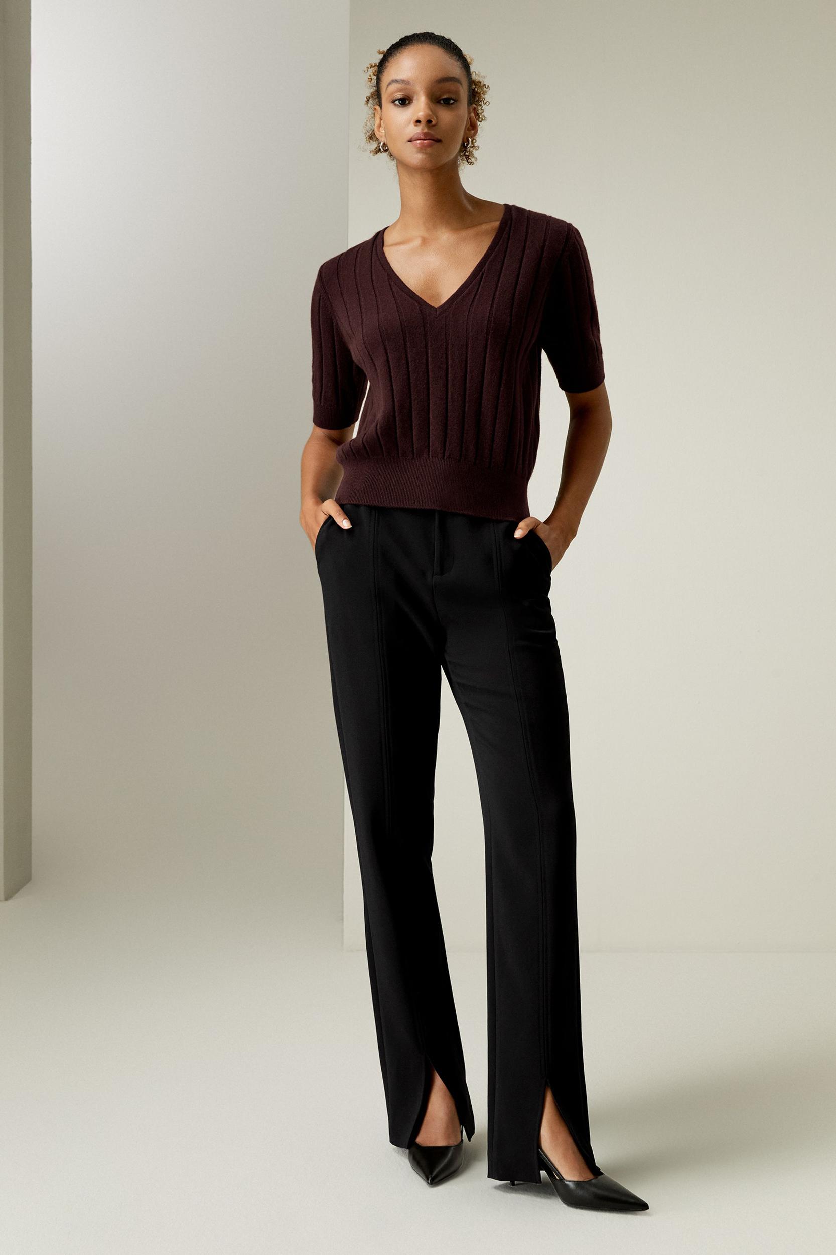 LILYSILK Womens Cashmere Sweater - Medium Gray Pure Cashmere - Comfortable V-Neck Top M Product Image