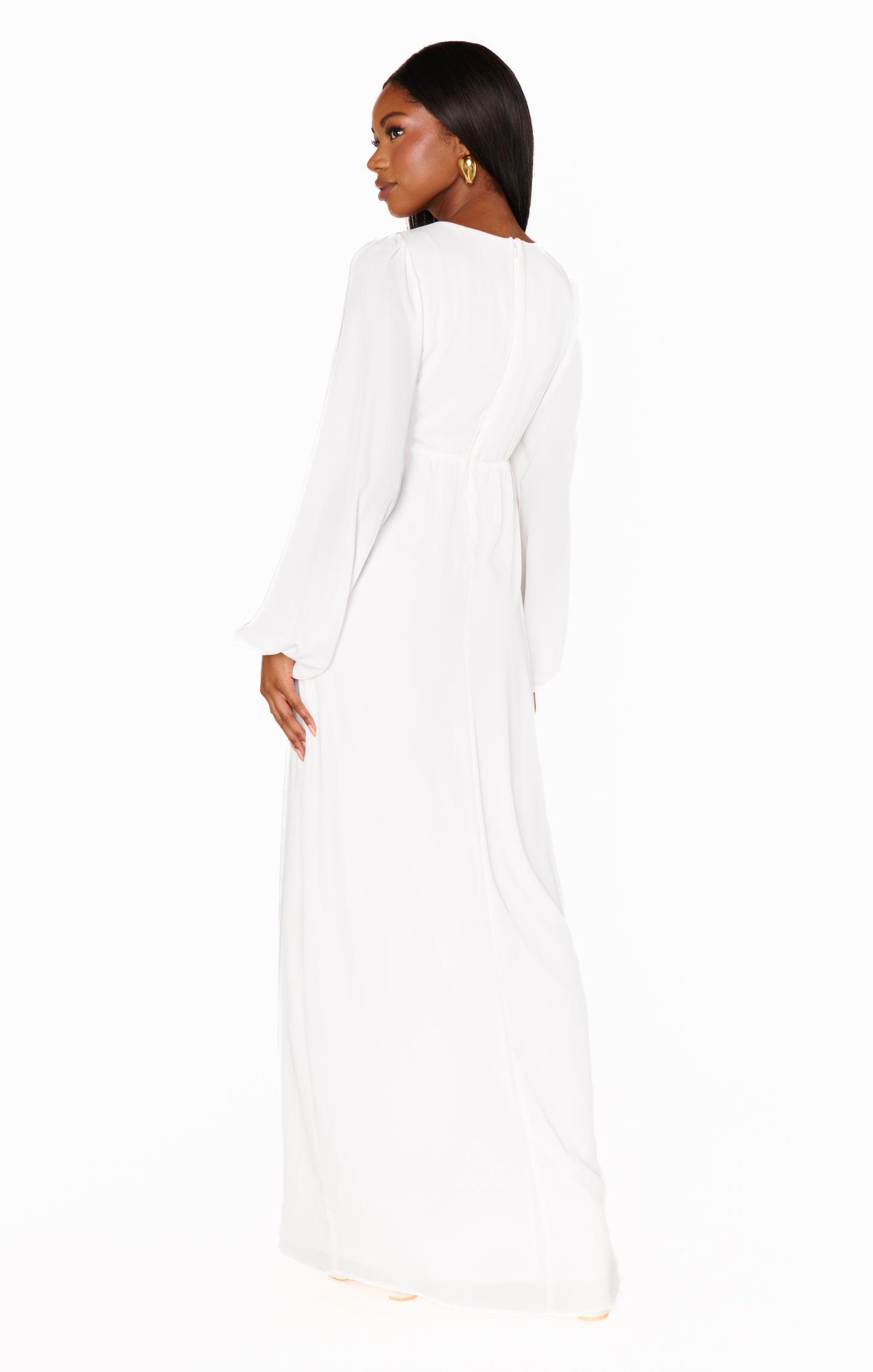 Rosetta Maxi Dress ~ White Silky Crepe Product Image