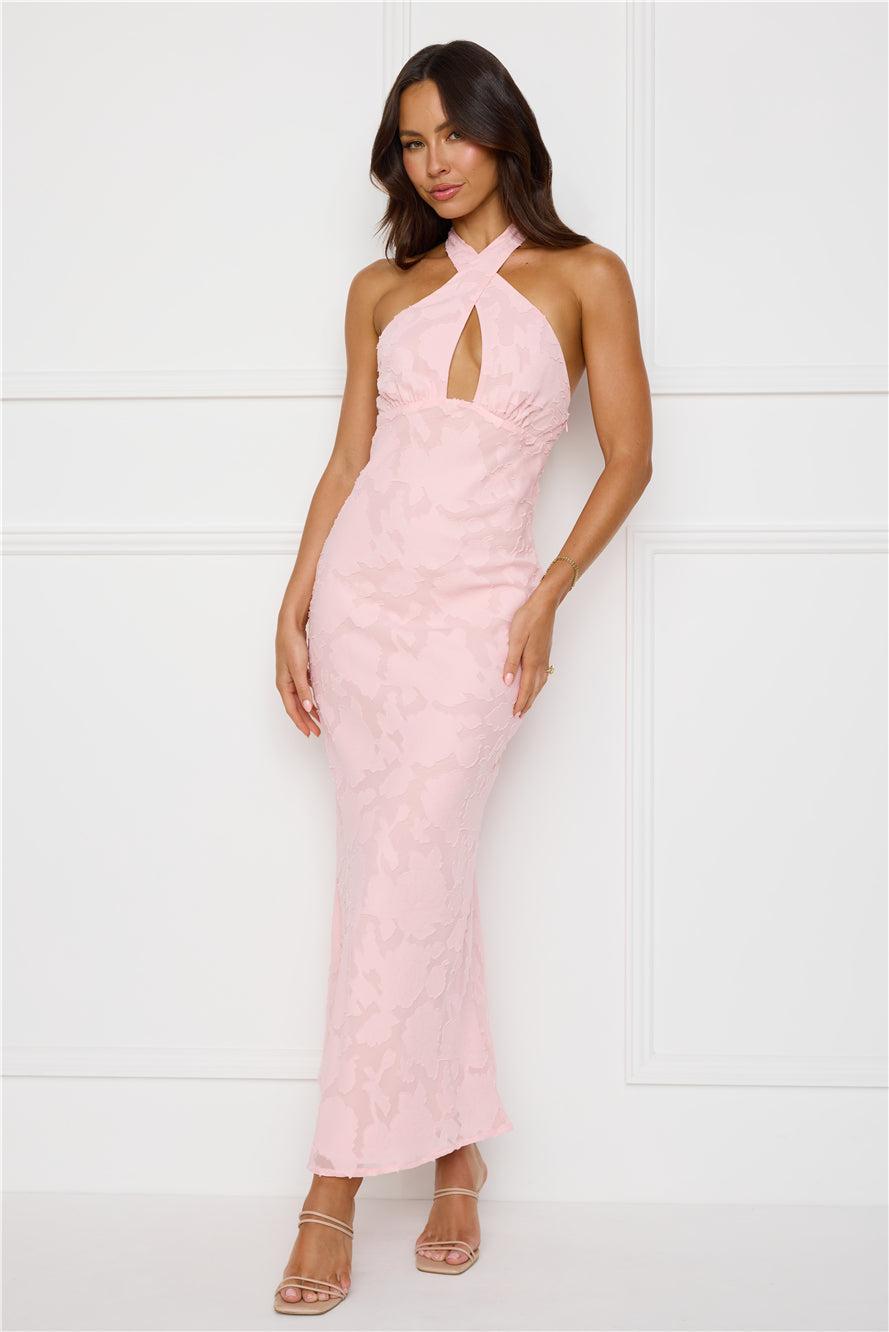 Legally Luxe Halter Maxi Dress Pink Product Image