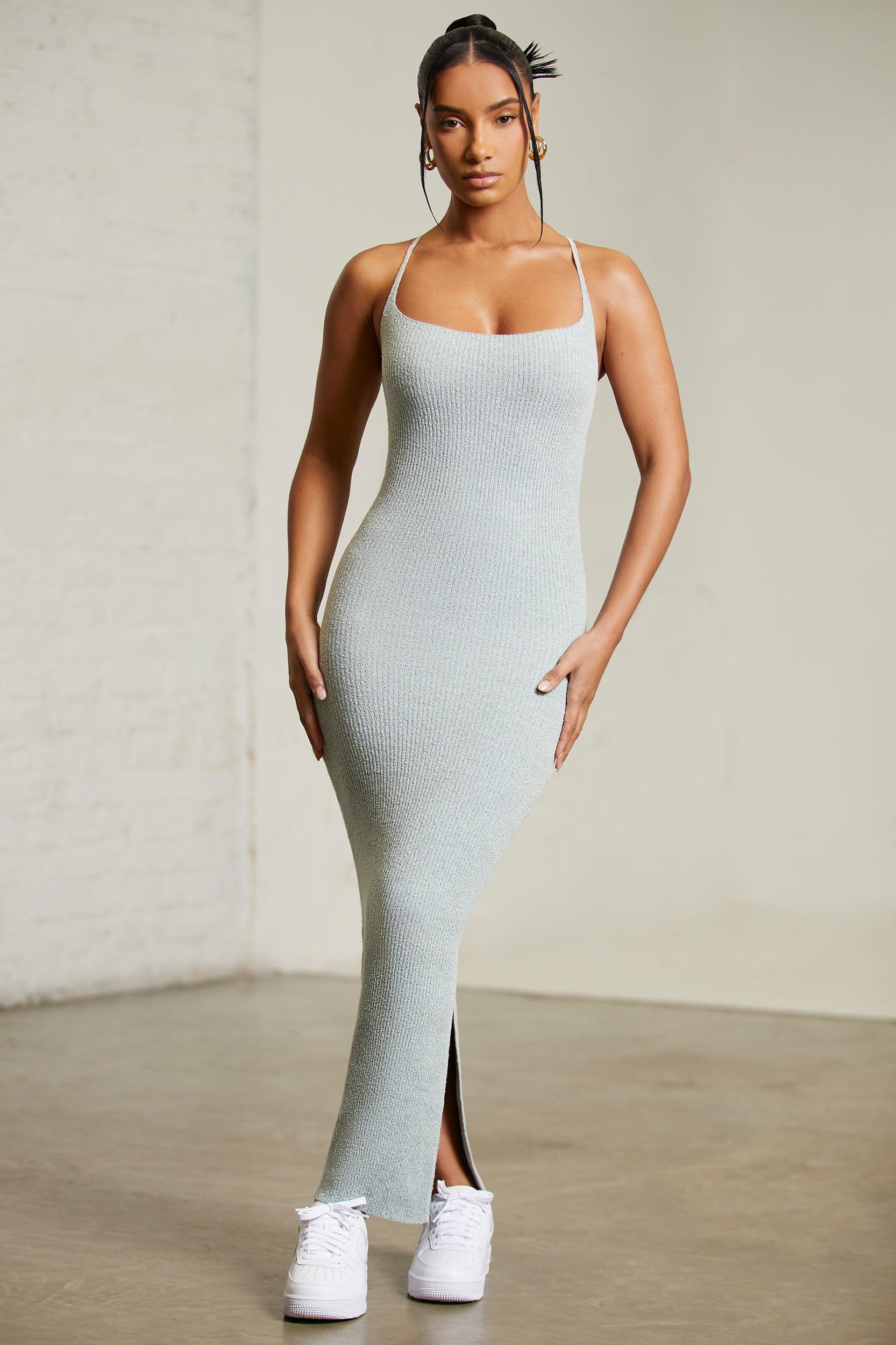 Low Back Maxi Dress in Green Female Product Image