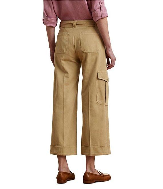Lauren Ralph Lauren Twill Self Belt Wide Leg Cargo Pants Product Image