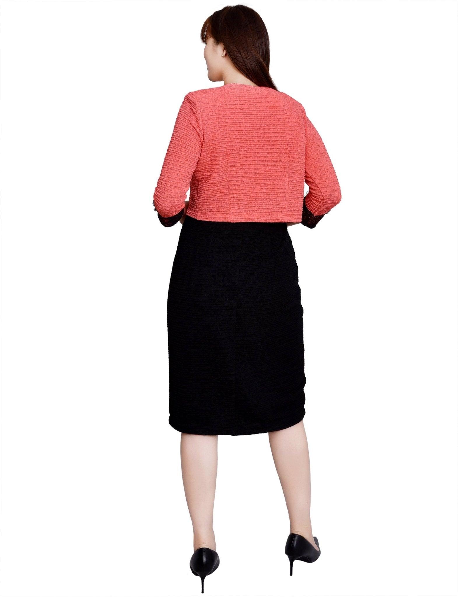 Coral Black Lace-Detail 2 Piece Textured Knit Dress Set - Petite Product Image