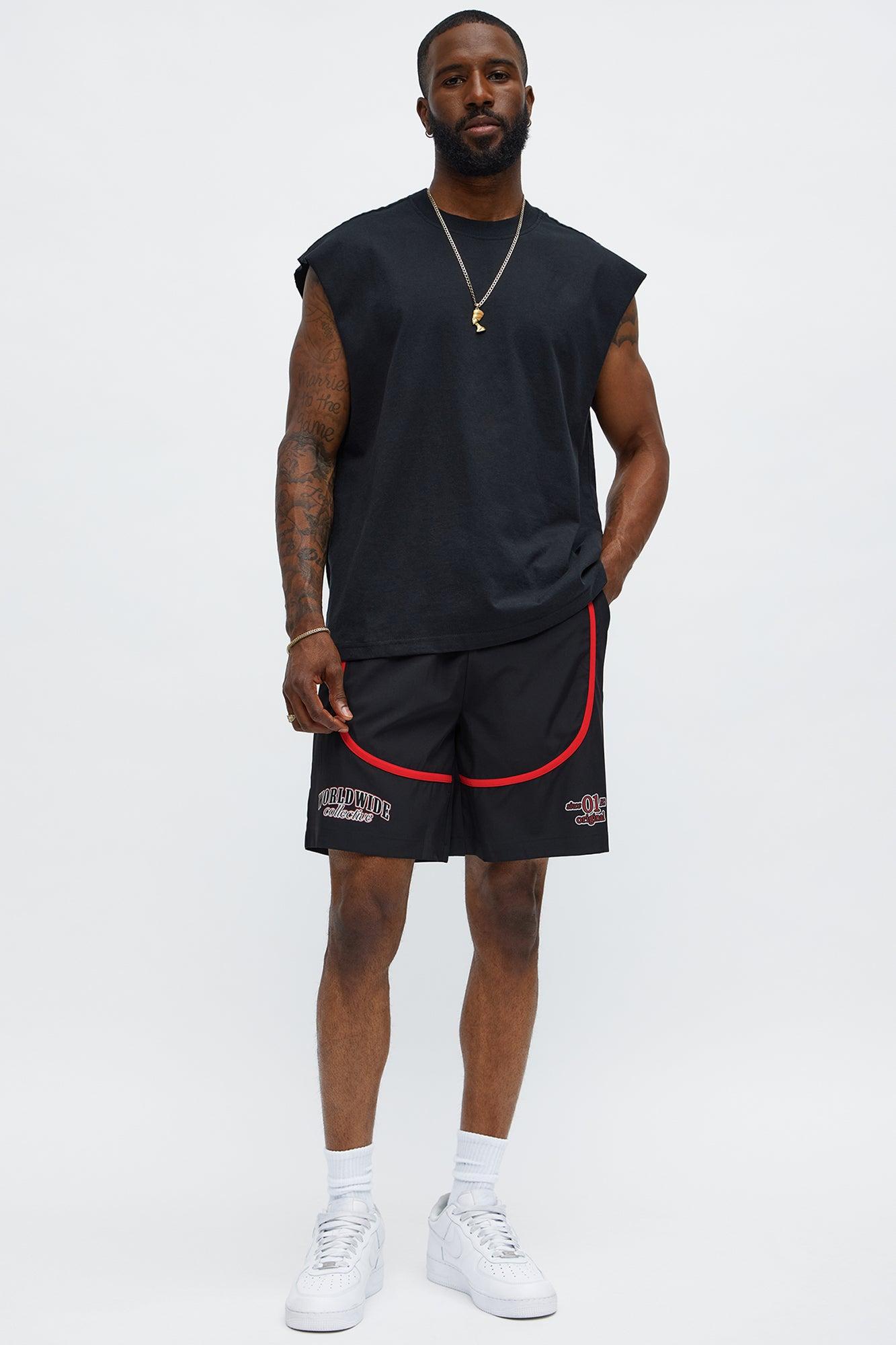 Relaxed 83 Contrast Binding Shorts - Black Male Product Image