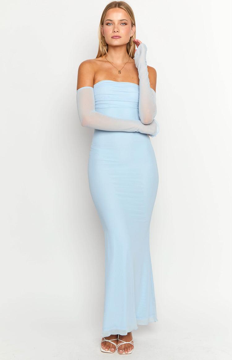 Odette Light Blue Long Sleeve Formal Maxi Dress Baby Product Image
