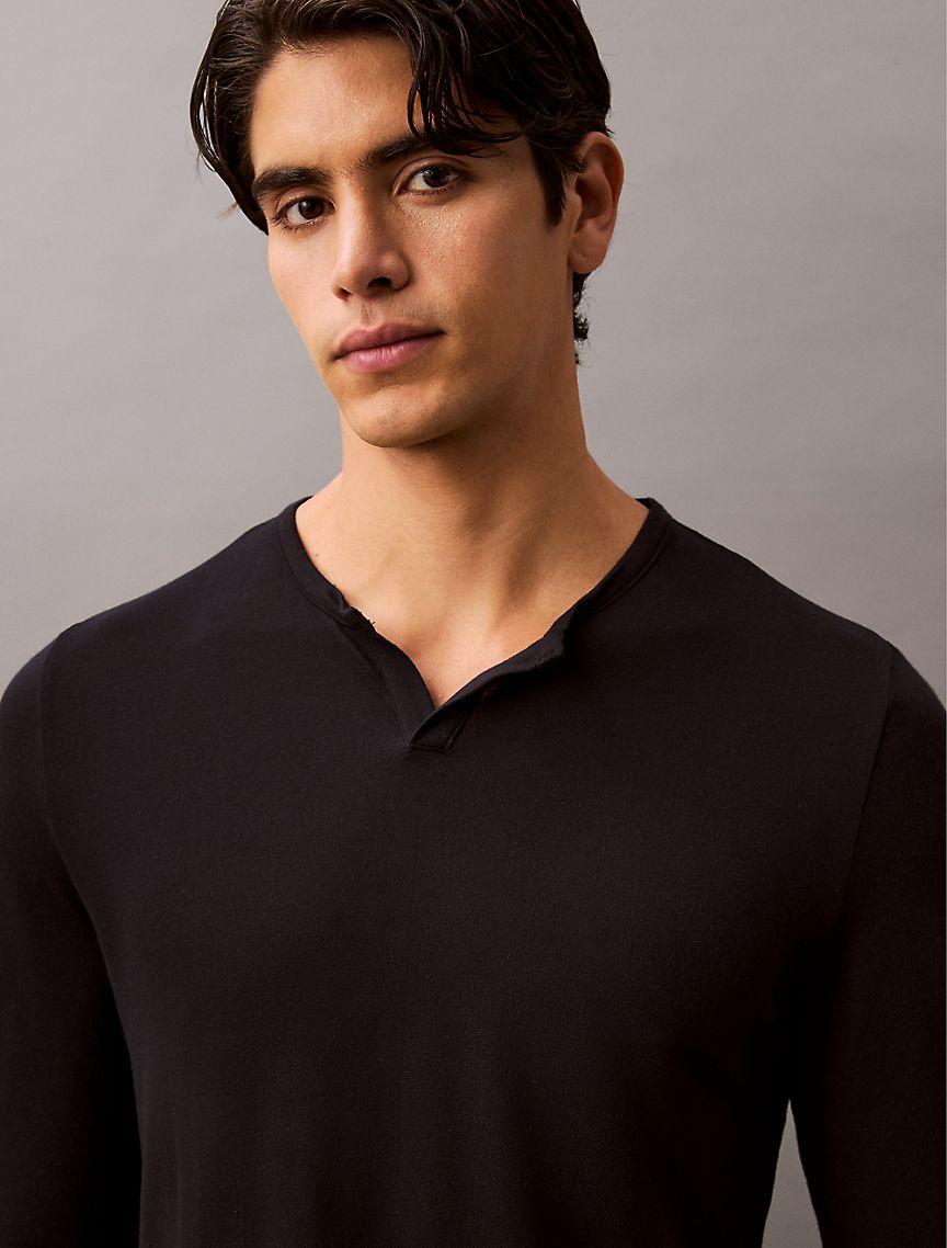 Ultra Soft Modal Pique Henley Sleep Tee Product Image
