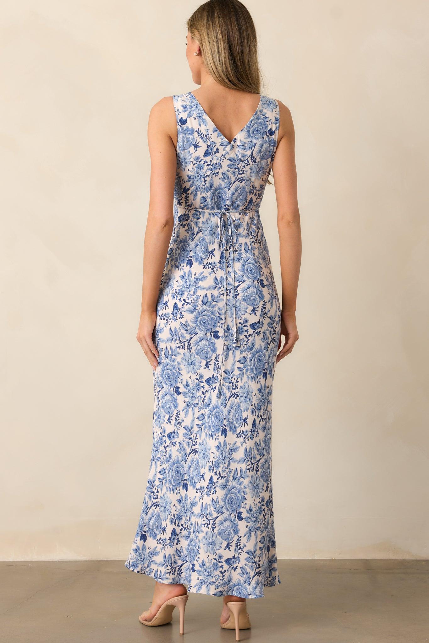 Catching Dreams Blue Floral Maxi Dress Product Image