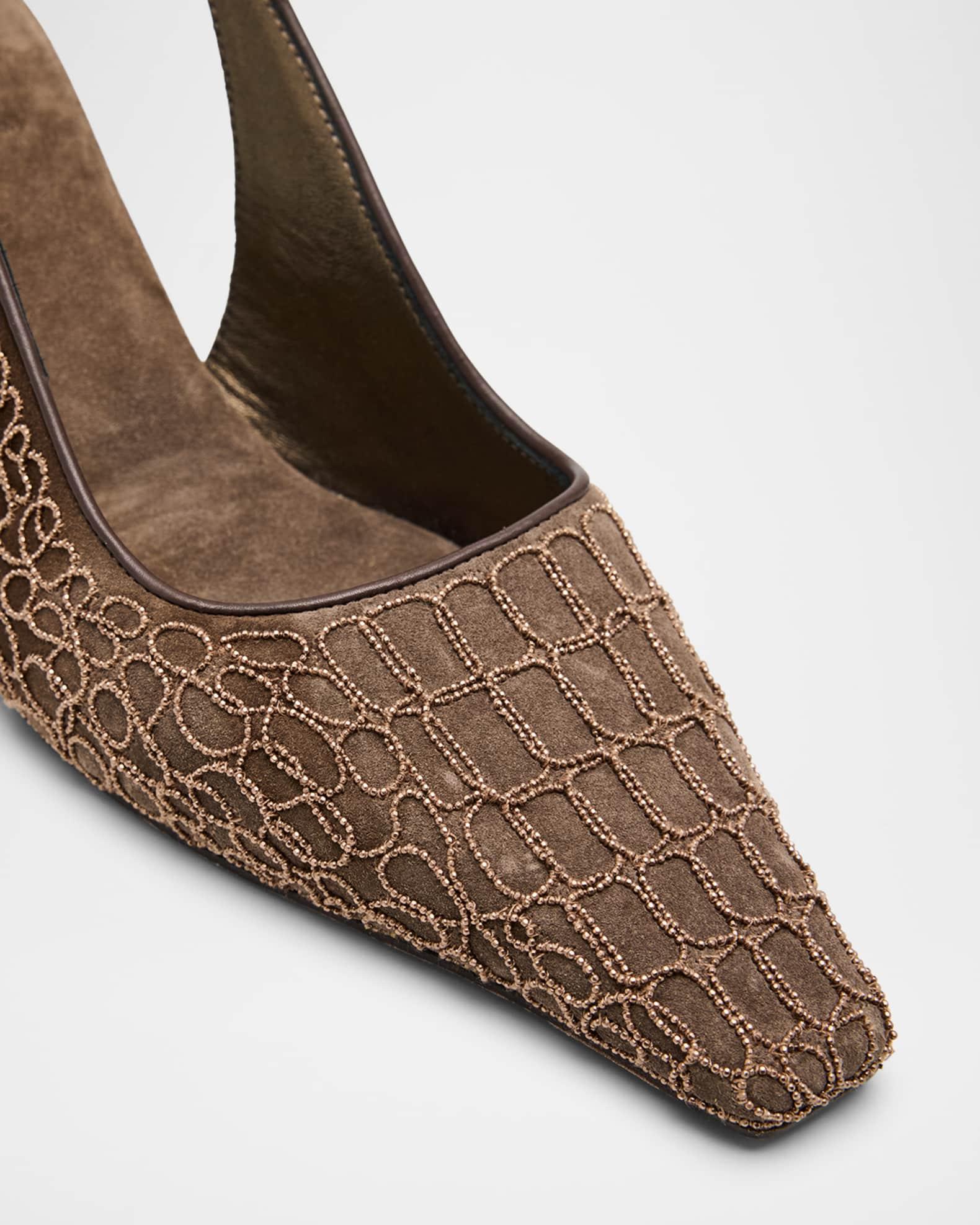 Suede Monili Croco Slingback Pumps Product Image