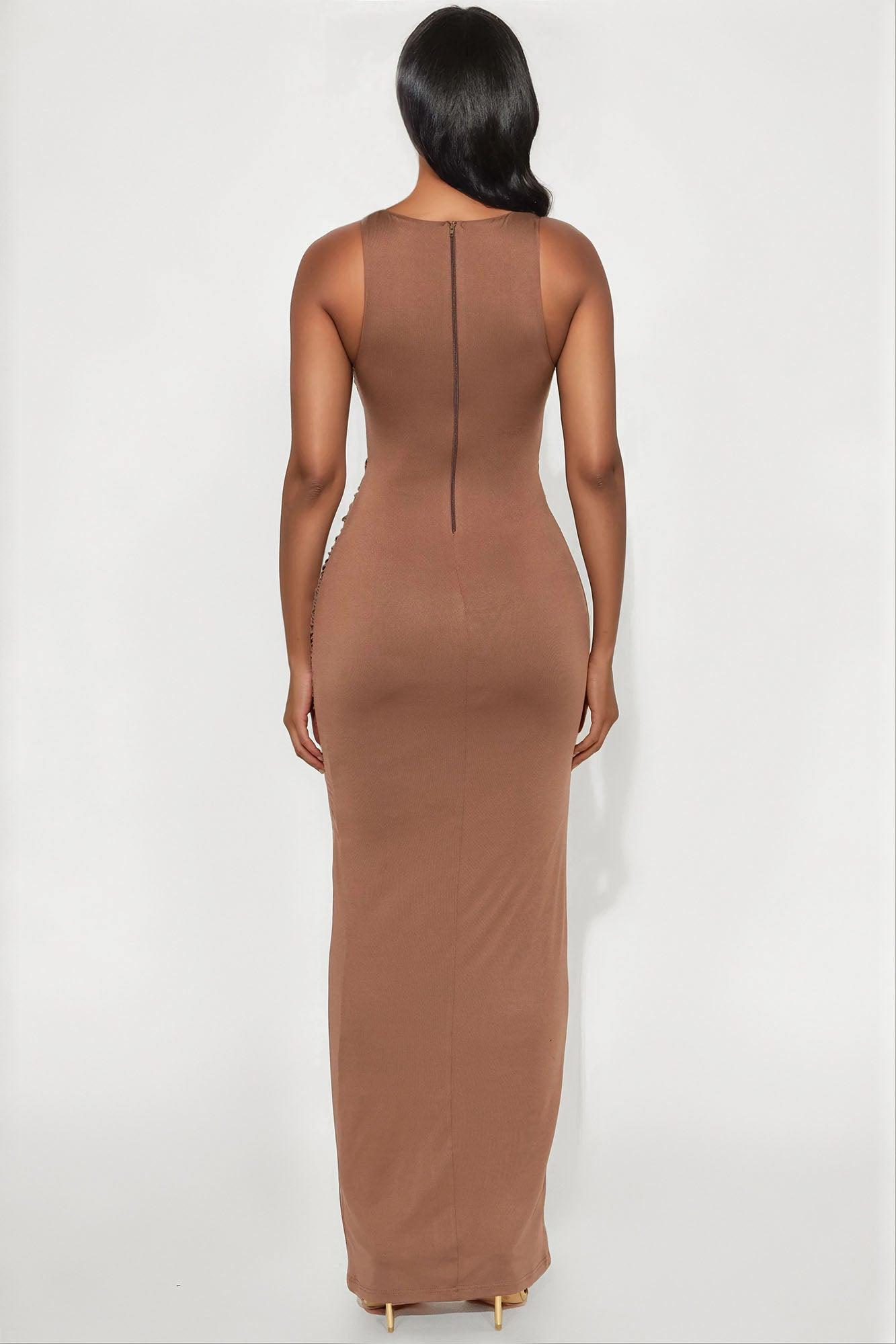 Gabby Cut Out Maxi Dress - Brown Female Product Image