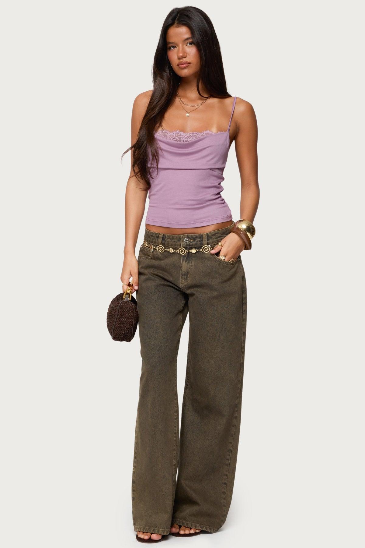 Bobbie Layered Lace Cowl Neck Top Product Image