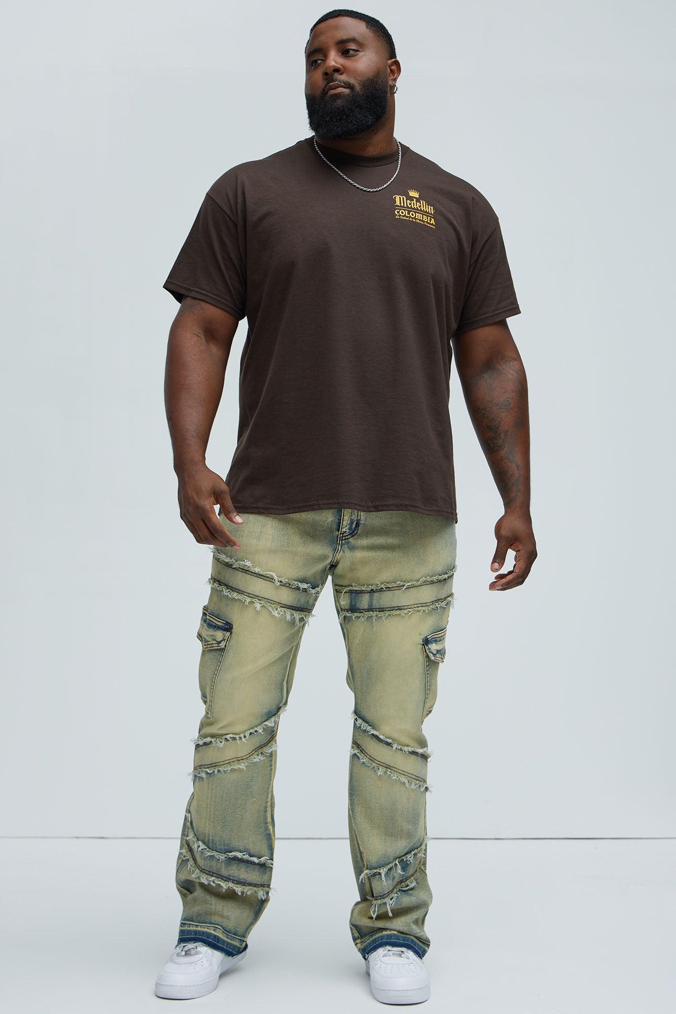 Simi Fray Cargo Stacked Skinny Flare Jeans - Vintage Blue Wash Product Image