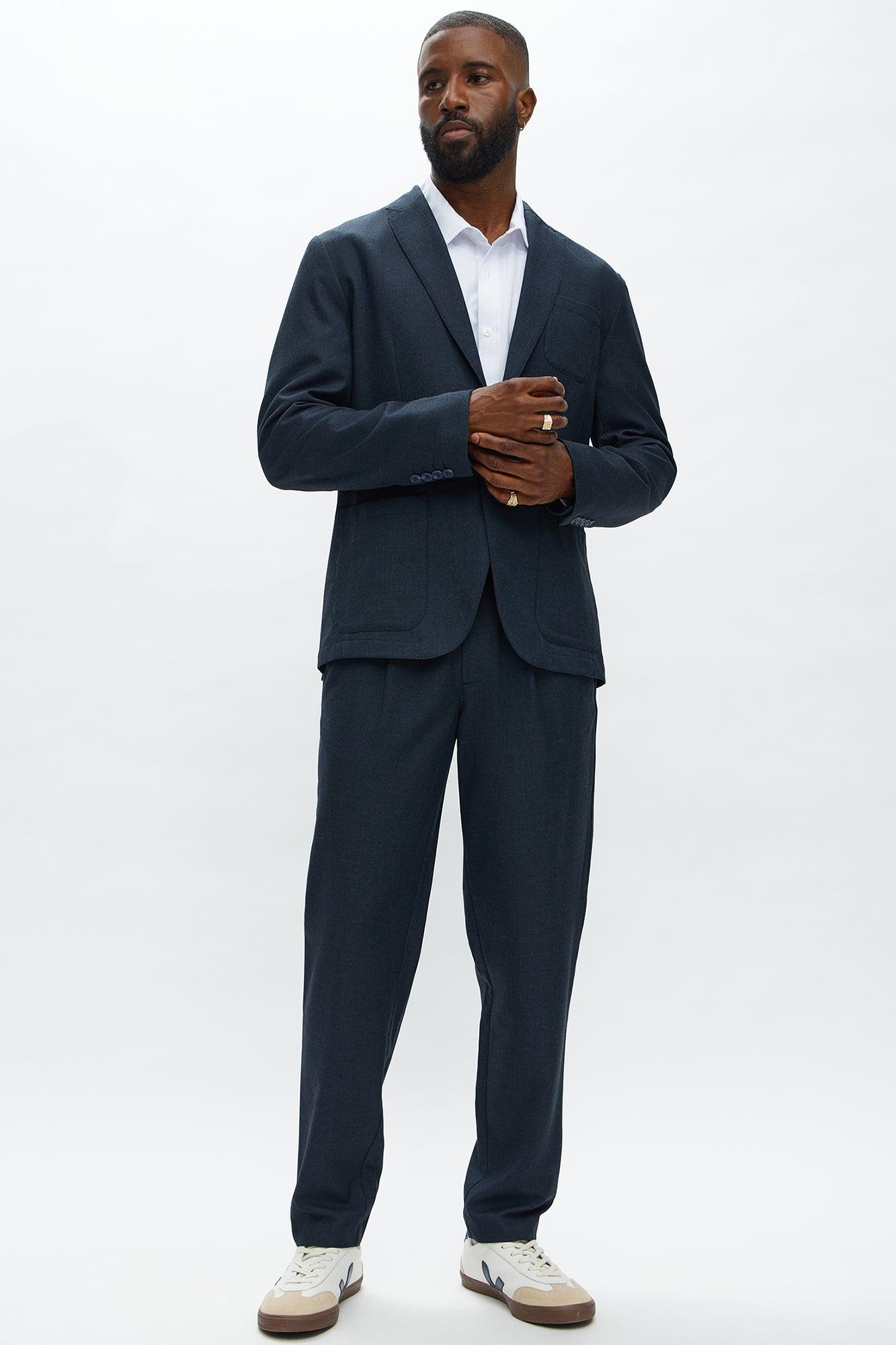 Slim Modern Stretch-Waist Everyday Trouser - Navy Product Image