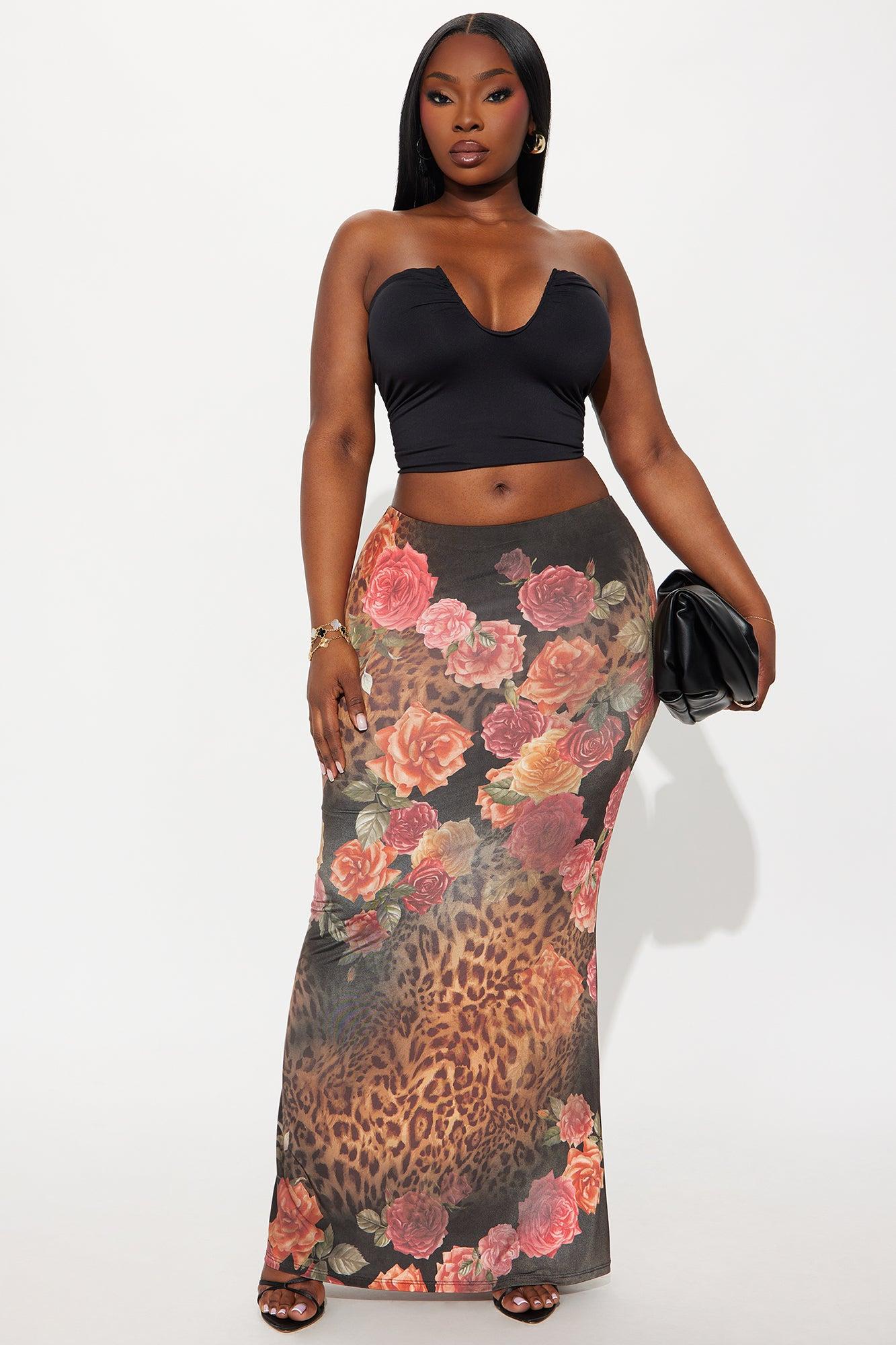 Stuck On You Leopard Floral Maxi Skirt - Brown/combo Female Product Image